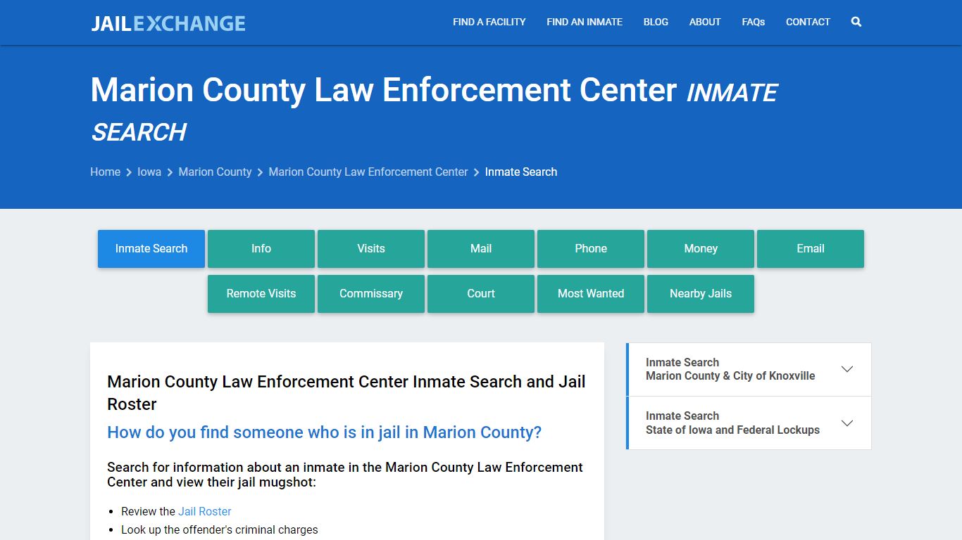 Marion County Law Enforcement Center Inmate Search - Jail Exchange